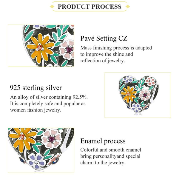 925 Sterling Silver Flower Heart Beads For Diy Bracelets & Necklaces Craft Beads