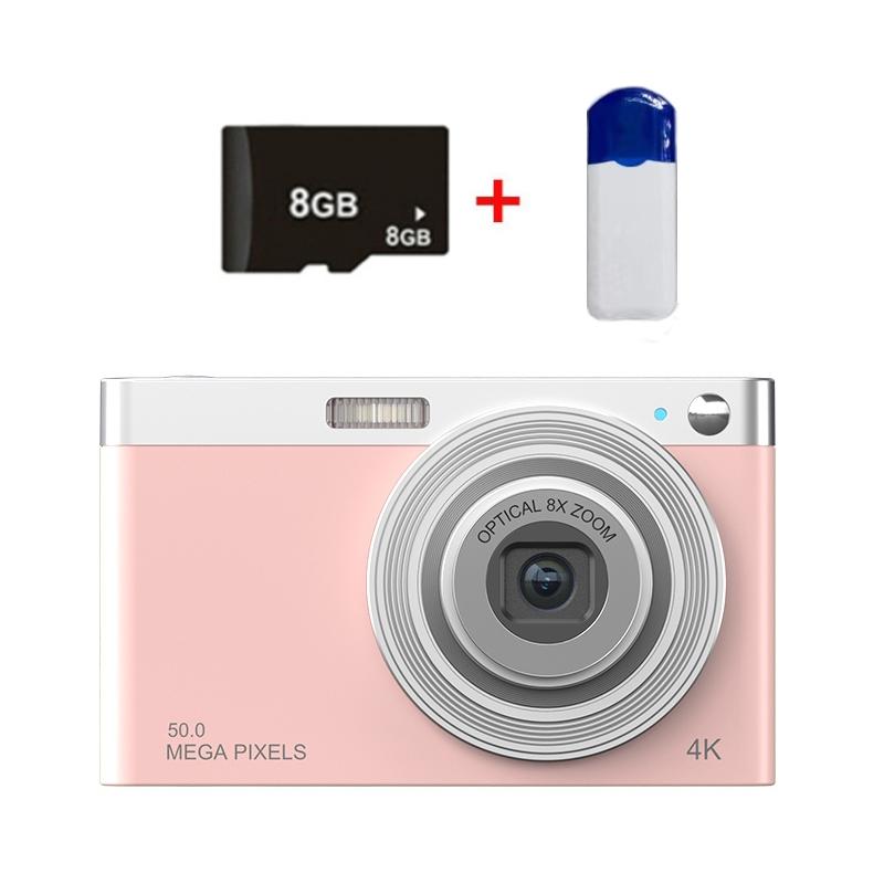 4K 8X Optical Zoom Telescopic Lens Digital Camera With Card Reader & 8G Pink Lenses