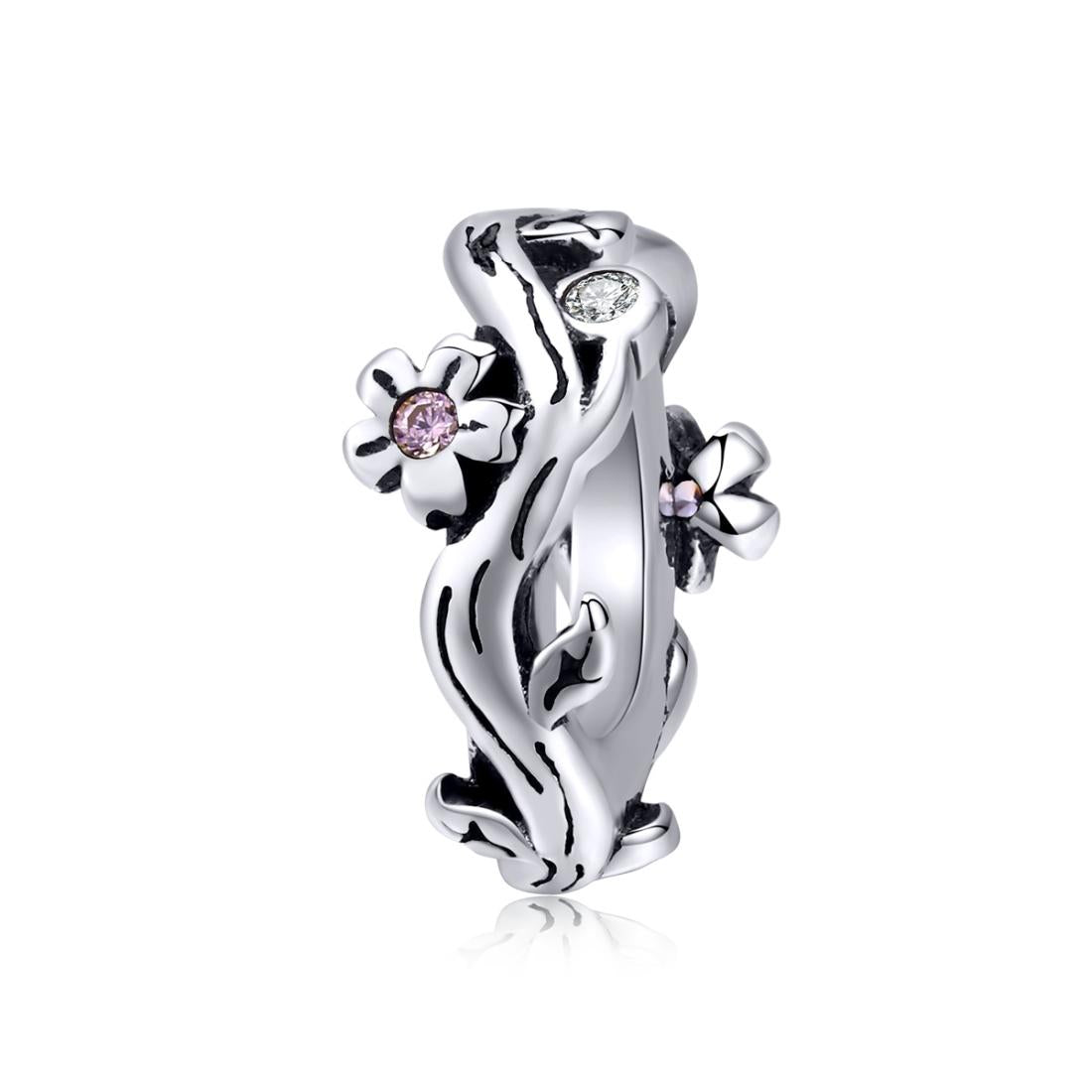 925 Sterling Silver Cherry Blossom Branch Pendant For Diy Bracelets And Necklaces Charms & Pendants