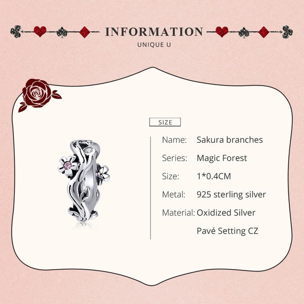 925 Sterling Silver Cherry Blossom Branch Pendant For Diy Bracelets And Necklaces Charms & Pendants