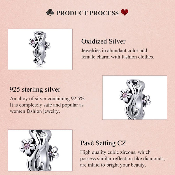 925 Sterling Silver Cherry Blossom Branch Pendant For Diy Bracelets And Necklaces Charms & Pendants