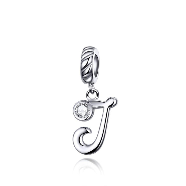925 Sterling Silver Personalized Letter Pendant For Diy Bracelets & Necklaces Style J Charms & Pendants