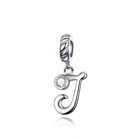 925 Sterling Silver Personalized Letter Pendant For Diy Bracelets & Necklaces Style J Charms & Pendants