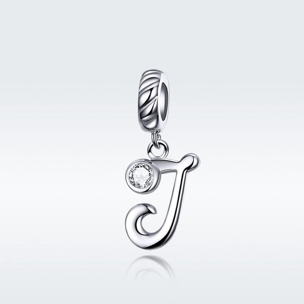 925 Sterling Silver Personalized Letter Pendant For Diy Bracelets & Necklaces Style J Charms & Pendants
