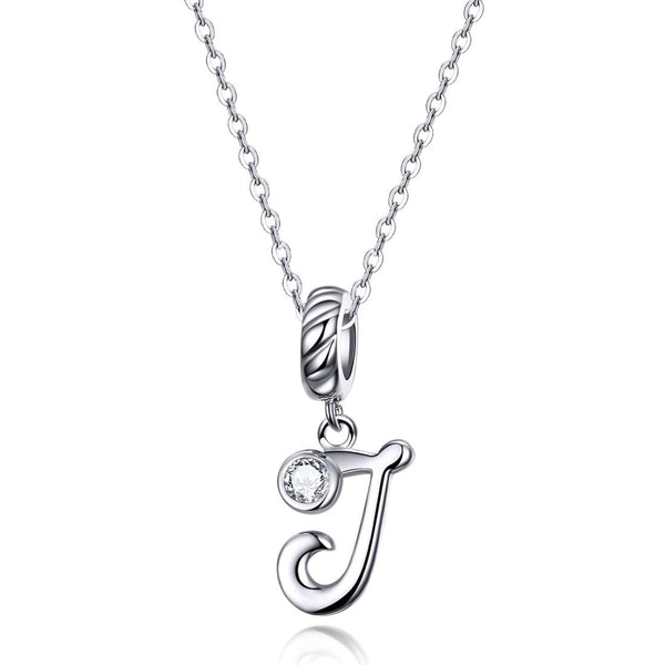 925 Sterling Silver Personalized Letter Pendant For Diy Bracelets & Necklaces Style J Charms & Pendants