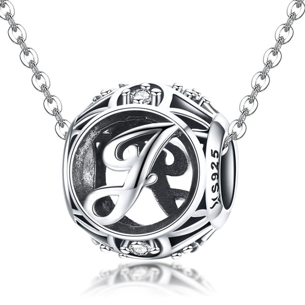 925 Sterling Silver 26 English Letter Beads For Diy Bracelets & Necklaces Style J Craft Beads