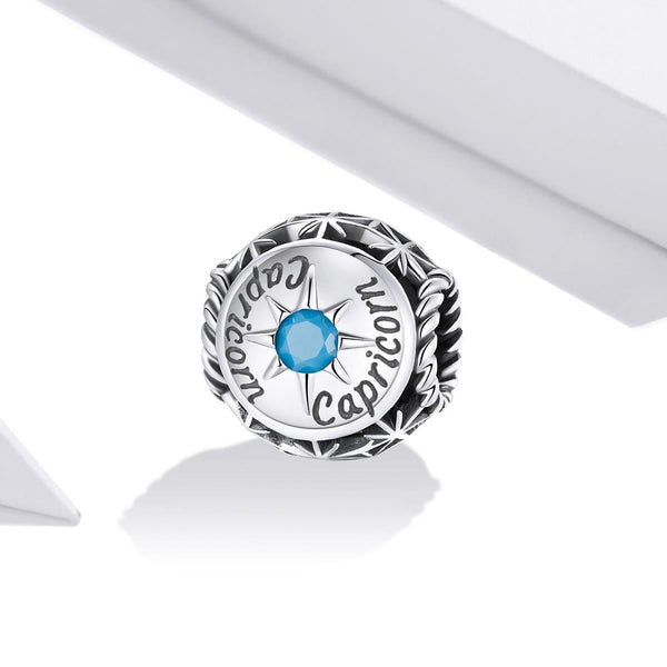 925 Sterling Silver Zodiac Zircon Bead Bracelet / Necklace Set Diy Capricorn Style Bracelets