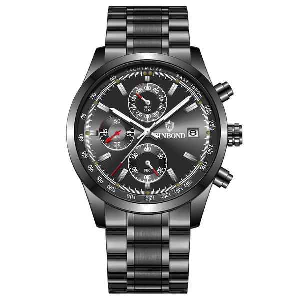 Waterproof Luminous Quartz Watch Multifunctional 30M Black Steel Other Watches
