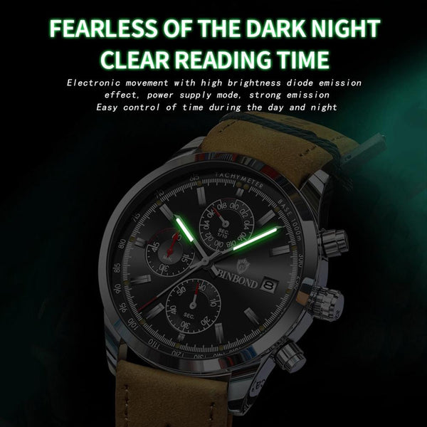 Waterproof Luminous Quartz Watch Multifunctional 30M Black Steel Other Watches