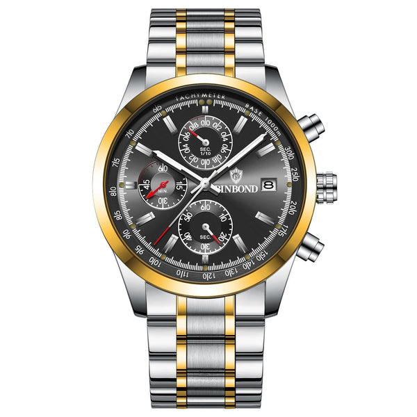 Waterproof Luminous Quartz Watch Multifunctional 30M Black Steel Other Watches
