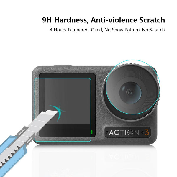 Tempered Glass Film Set For Dji Action 3 In 1 Protection Front And Back Screens Lenses Camera Screen Protectors