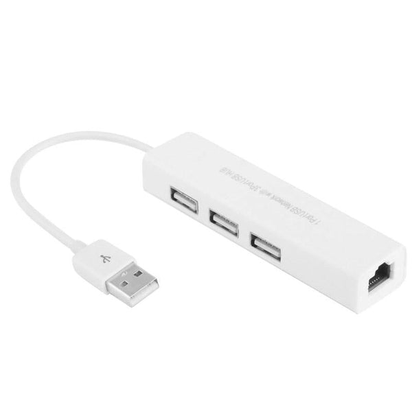 1 Sets Of Usb 2.0 Ethernet Adapter + 3 Port Hub White Ethernet Cables (Rj 45/8P8c)