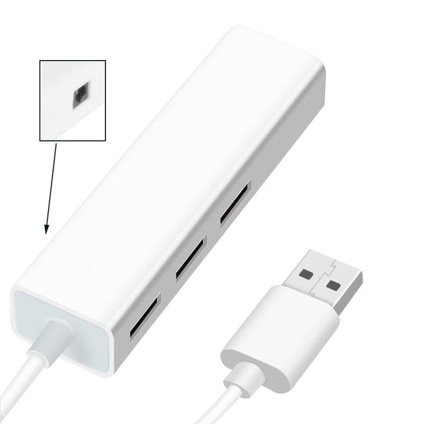 1 Sets Of Usb 2.0 Ethernet Adapter + 3 Port Hub White Ethernet Cables (Rj 45/8P8c)