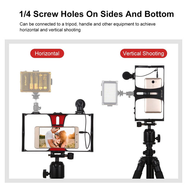 Blue Smartphone Video Rig & Microphone Kit For Live Broadcast Compatible With Iphone Galaxy Huawei Xiaomi Htc Lg Google And More Other Mobile Accessor