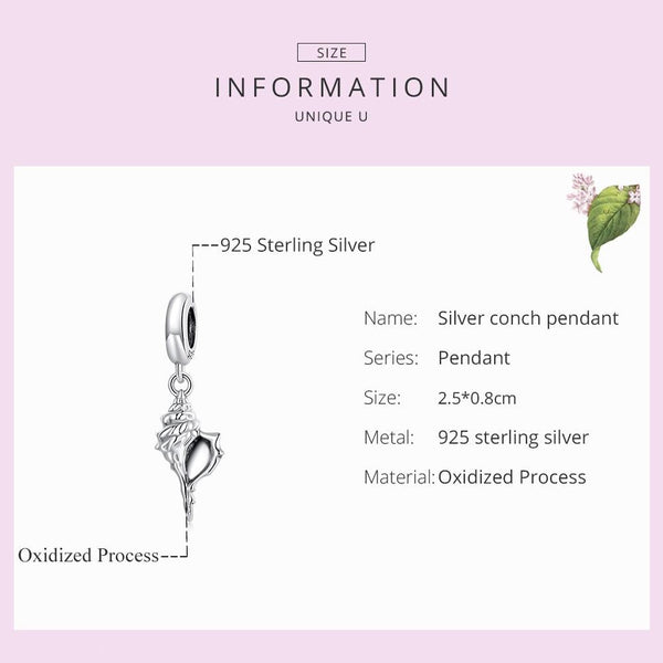 925 Sterling Silver Conch Pendant For Diy Bracelets & Necklaces Charms & Pendants