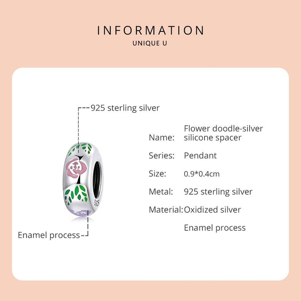 925 Sterling Silver Flower Doodle Beads For Diy Bracelets & Necklaces Craft Beads