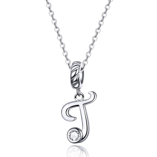 925 Sterling Silver Personalized Letter Pendant For Diy Bracelets And Necklaces Style T Charms & Pendants