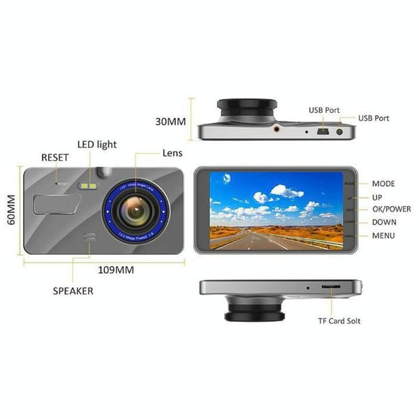 Smart Car Dual Lens Video Camera Full Hd 1080P Motion Detection Tf Card Support Camcorders