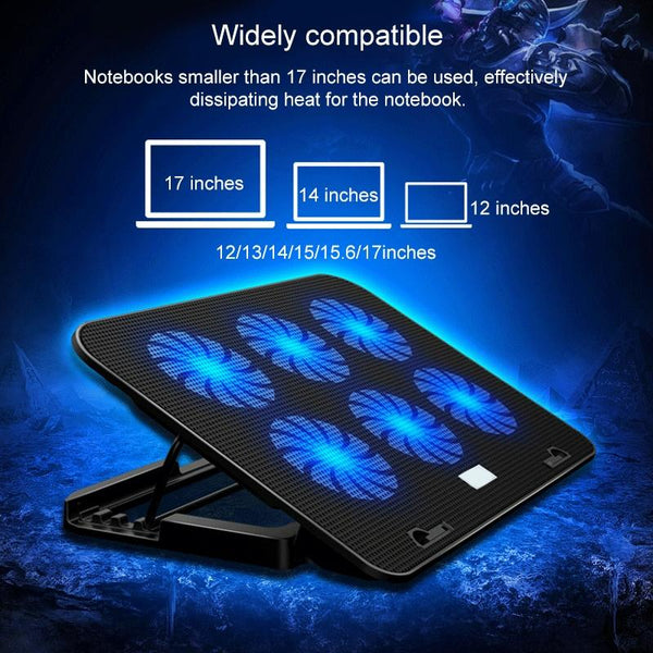 Silent Six Fan Cooling Rack For Notebook Computers Laptop Cooling Pads