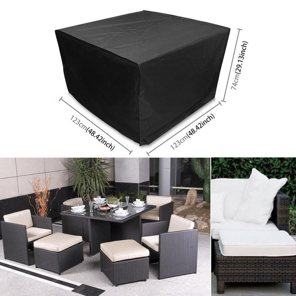 Outdoor Furniture Set Cover Waterproof Anti Uv Dust Proof 210D Oxford Cloth 123X123x74cm Black Outdoor Furniture Covers