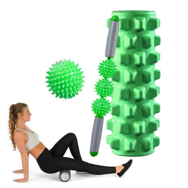 3 In 1 Eva Foam Roller Set 45Cm Length Green Foam Rollers