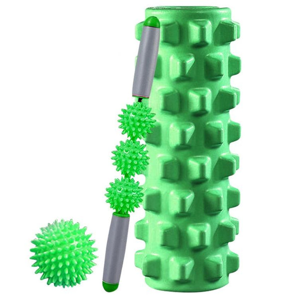 3 In 1 Eva Foam Roller Set 45Cm Length Green Foam Rollers