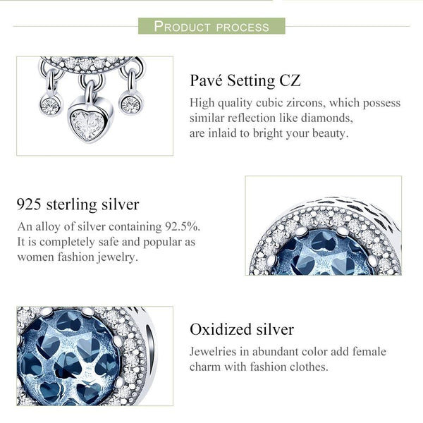 925 Sterling Silver Blue Beaded Bracelet Kit Pure Accessories Charms & Pendants