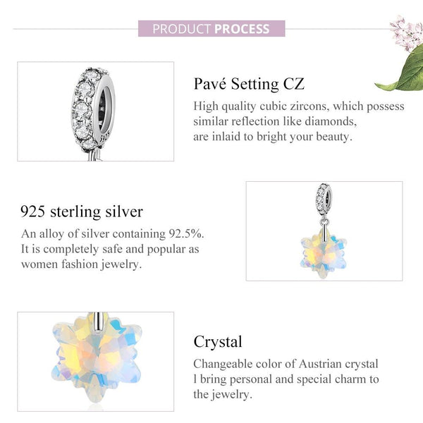 925 Sterling Silver Sparkling Snowflake Pendant For Diy Bracelets & Necklaces Necklaces & Pendants