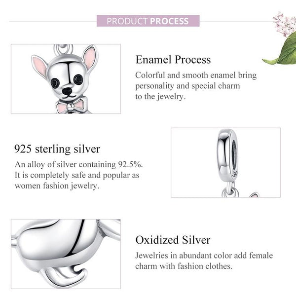 925 Sterling Silver Chihuahua Charm Pendant For Diy Bracelets Charms & Pendants