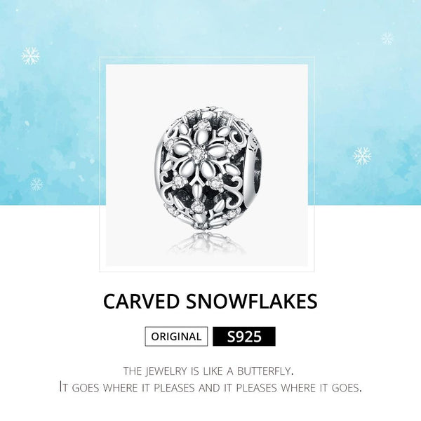 925 Sterling Silver Snowflake Beads For Diy Bracelets & Necklaces Craft Beads