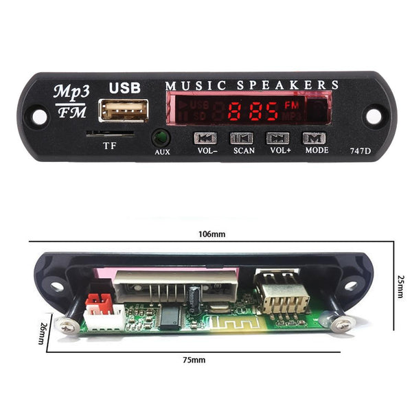 12V Car Mp3 Player Board W / Fm Radio Bluetooth Recording Usb Tf Aux Car Audio In Dash Units