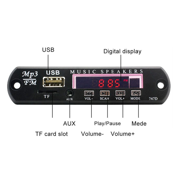 12V Car Mp3 Player Board W / Fm Radio Bluetooth Recording Usb Tf Aux Car Audio In Dash Units