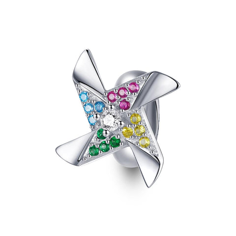 925 Sterling Silver Colorful Windmill Beads For Diy Bracelets & Necklaces Charms & Pendants