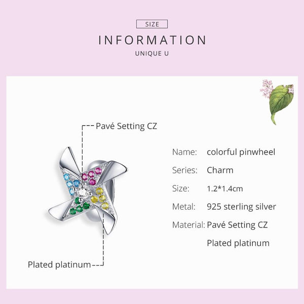 925 Sterling Silver Colorful Windmill Beads For Diy Bracelets & Necklaces Charms & Pendants