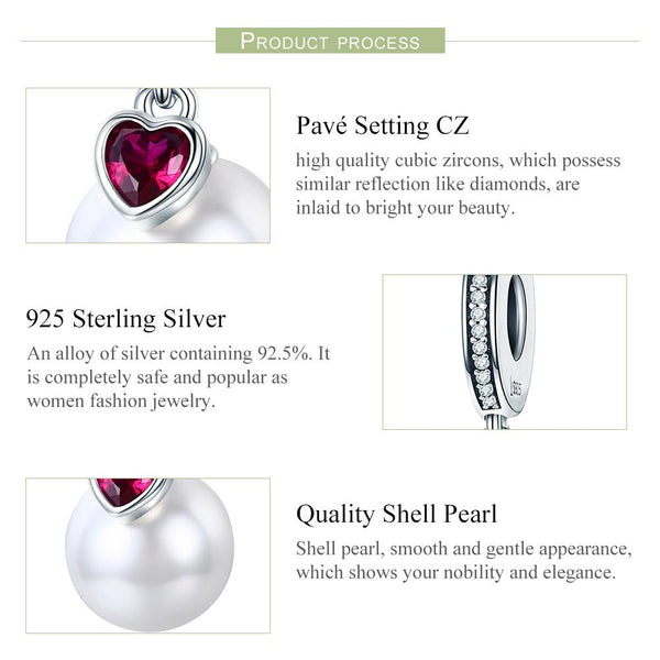 925 Sterling Silver Pearl Heart Pendant For Diy Bracelets & Necklaces Charms & Pendants