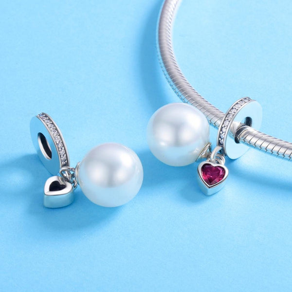925 Sterling Silver Pearl Heart Pendant For Diy Bracelets & Necklaces Charms & Pendants