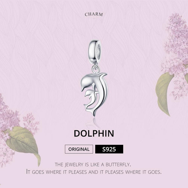 925 Sterling Silver Dolphin Pendant For Bracelet Or Necklace Charms & Pendants
