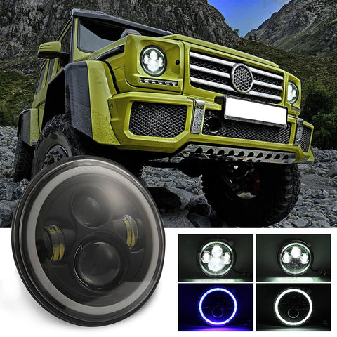 7 Inch H4 / H13 Dc 9V 30V 3000Lm 6000K 30W Ip67 4Led Lamp Beads Car Round Shape Headlight Lamps For Jeep Wrangler Harley With Angel Eye Led Car Lights