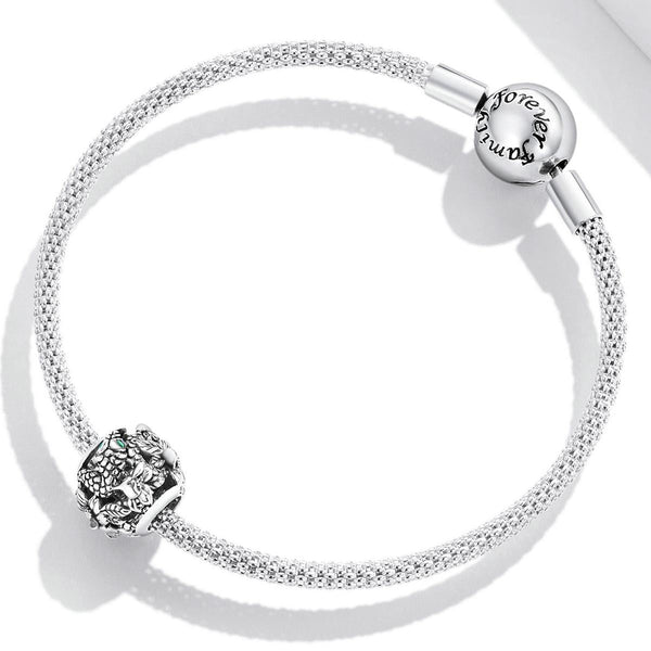 925 Sterling Silver Retro Snake Bead Bracelet / Necklace Accessory Set Charms & Pendants