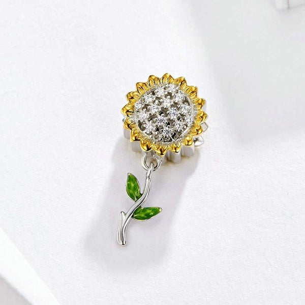 925 Sterling Silver Sunflower Pendant For Diy Bracelet Charms & Pendants