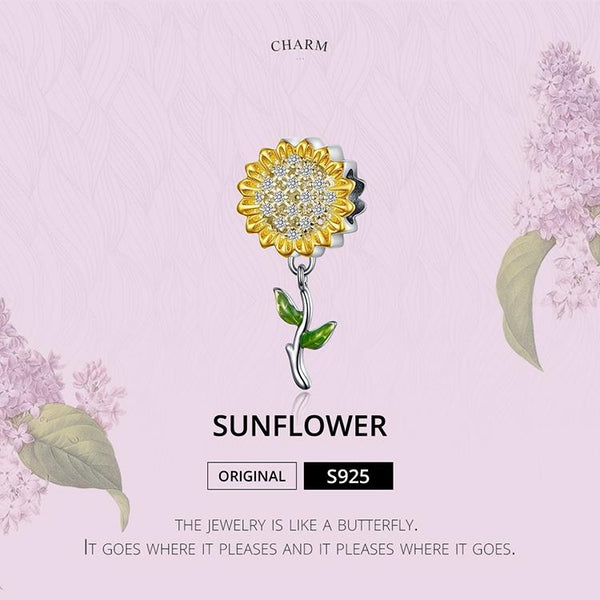 925 Sterling Silver Sunflower Pendant For Diy Bracelet Charms & Pendants