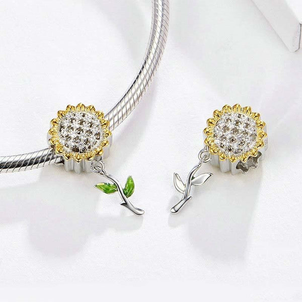 925 Sterling Silver Sunflower Pendant For Diy Bracelet Charms & Pendants