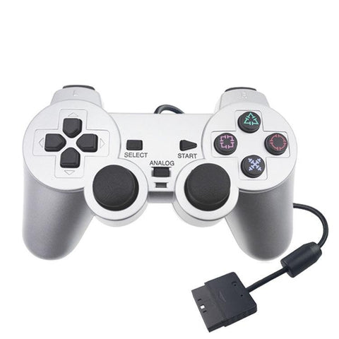Silver Fuel Injection Gamepad For Ps2 With Dual Motor Vibration Other Video Game Accessories