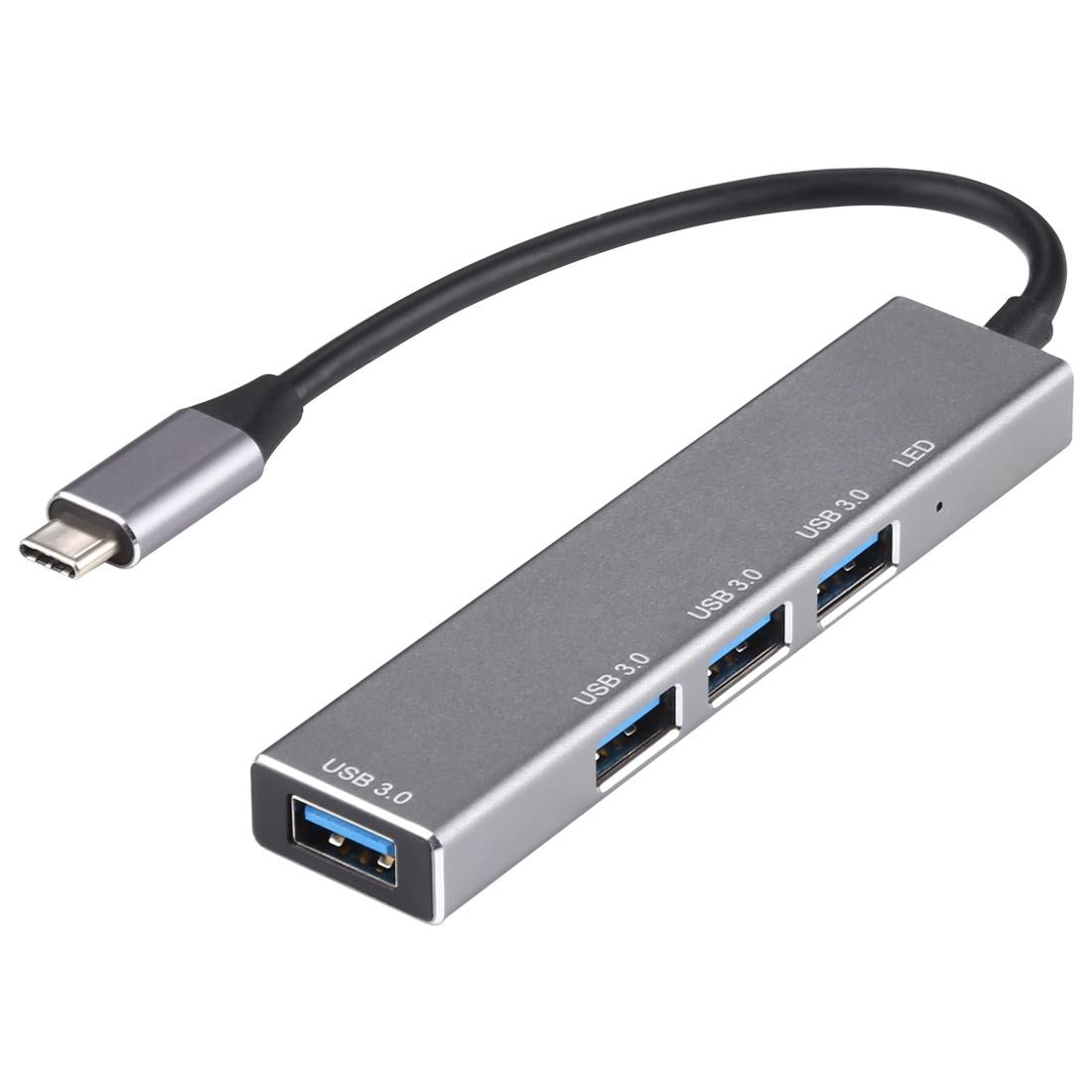 4 Port Usb C Aluminum Alloy Hub With Led Indicator
