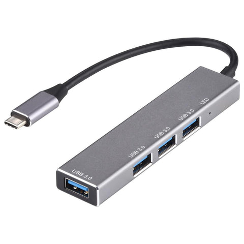 4 Port Usb C Aluminum Alloy Hub With Led Indicator
