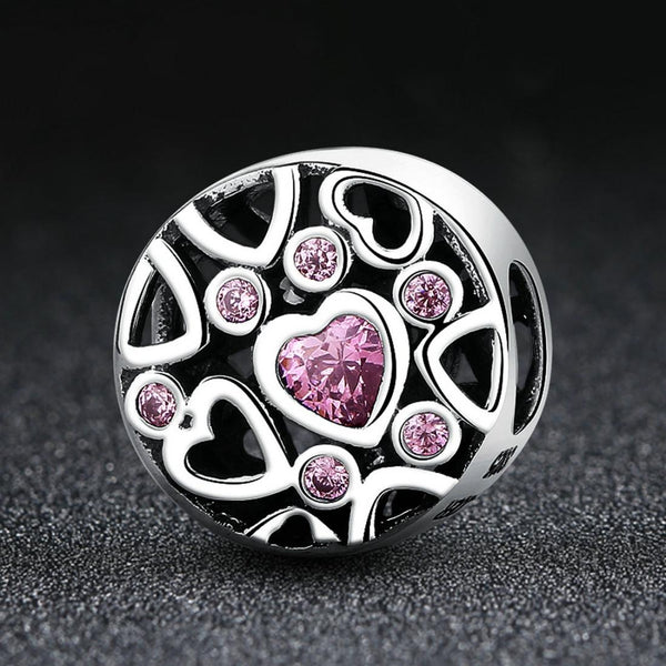 925 Sterling Silver Geometric Heart Shaped Hollow Beads For Diy Jewelry Charms & Pendants