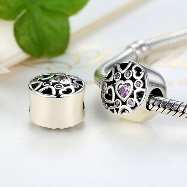 925 Sterling Silver Geometric Heart Shaped Hollow Beads For Diy Jewelry Charms & Pendants