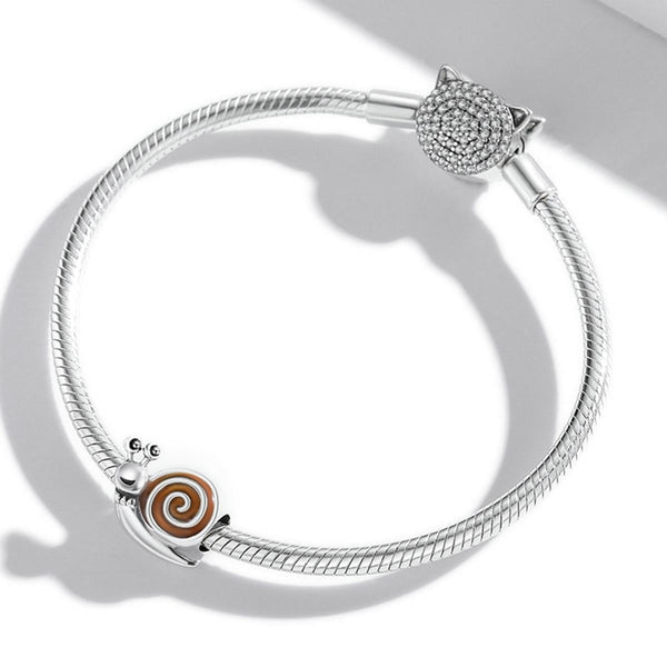 925 Sterling Silver Snail Bead Bracelet / Necklace Accessory Charms & Pendants