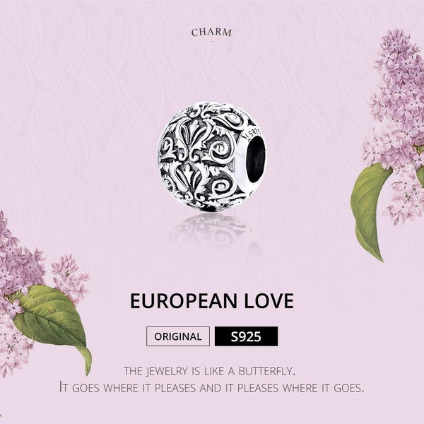 925 Sterling Silver Retro Flower Texture Beads For Diy & Necklaces Bracelets