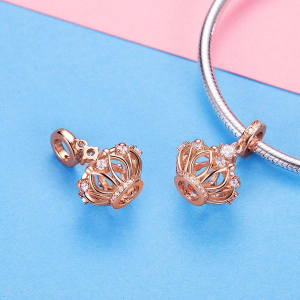 925 Sterling Silver Rose Gold Crown Pendant For Diy Necklace Charms & Pendants